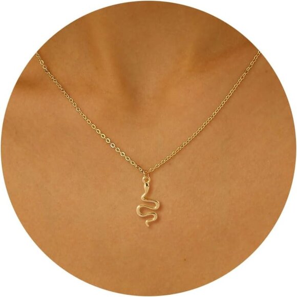 ⚡Golden Necklace Dragon Dragonfly Turtle Snake Pendant Simple Cute Trendy Plated - Picture 1 of 6